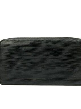 Louis Vuitton Wallet Epi Zippy Noir Black Silver Leather Cowhide